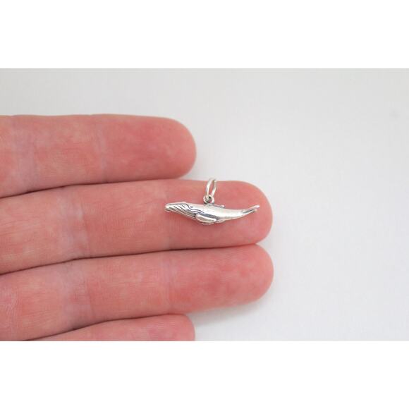 Sterling Silver Humpback Whale Charm, Sterling Silver Whale Charm - Picture 2 of 4